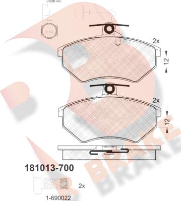 R Brake RB1013-700 - Kit de plaquettes de frein, frein à disque cwaw.fr