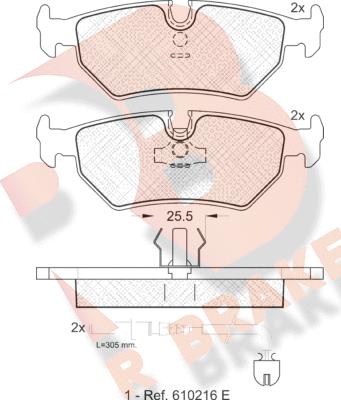 R Brake RB1087 - Kit de plaquettes de frein, frein à disque cwaw.fr