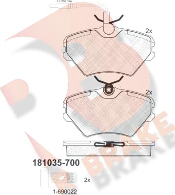 R Brake RB1035-700 - Kit de plaquettes de frein, frein à disque cwaw.fr