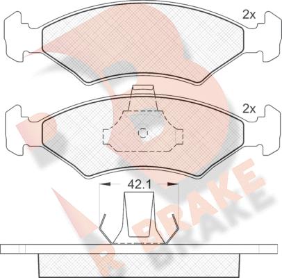 R Brake RB1142 - Kit de plaquettes de frein, frein à disque cwaw.fr