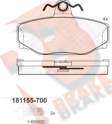 R Brake RB1155-700 - Kit de plaquettes de frein, frein à disque cwaw.fr