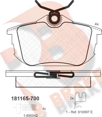 R Brake RB1165-700 - Kit de plaquettes de frein, frein à disque cwaw.fr