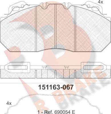 R Brake RB1163 - Kit de plaquettes de frein, frein à disque cwaw.fr