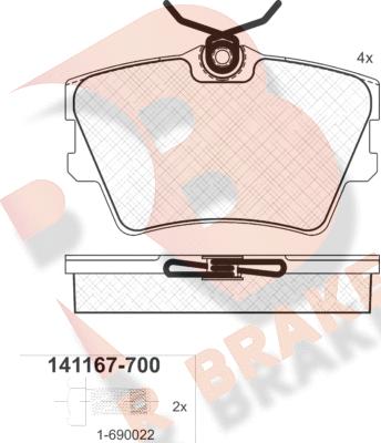 R Brake RB1167-700 - Kit de plaquettes de frein, frein à disque cwaw.fr