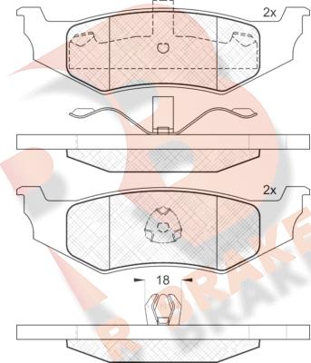 R Brake RB1114 - Kit de plaquettes de frein, frein à disque cwaw.fr