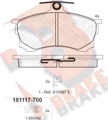 R Brake RB1117-700 - Kit de plaquettes de frein, frein à disque cwaw.fr