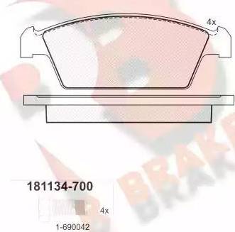 R Brake RB1134-700 - Kit de plaquettes de frein, frein à disque cwaw.fr