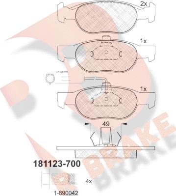 R Brake RB1123-700 - Kit de plaquettes de frein, frein à disque cwaw.fr