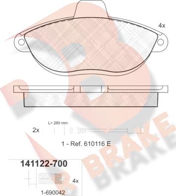 R Brake RB1122-700 - Kit de plaquettes de frein, frein à disque cwaw.fr