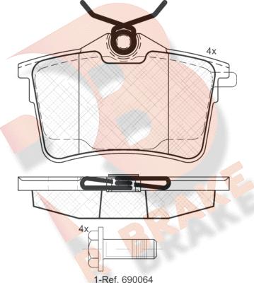 R Brake RB1895 - Kit de plaquettes de frein, frein à disque cwaw.fr