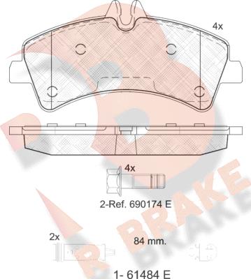 R Brake RB1849-203 - Kit de plaquettes de frein, frein à disque cwaw.fr