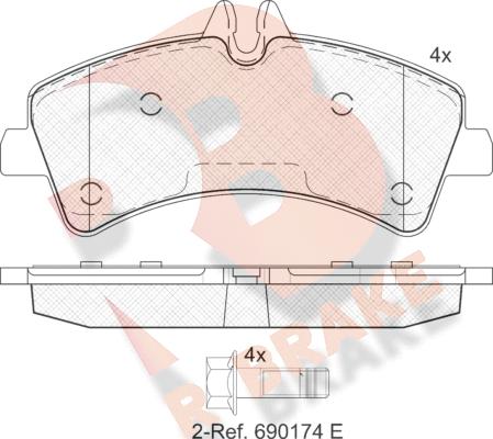 R Brake RB1849 - Kit de plaquettes de frein, frein à disque cwaw.fr