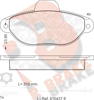 R Brake RB1844 - Kit de plaquettes de frein, frein à disque cwaw.fr