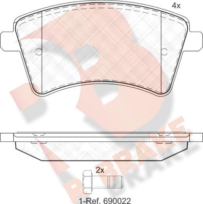 R Brake RB1854-200 - Kit de plaquettes de frein, frein à disque cwaw.fr