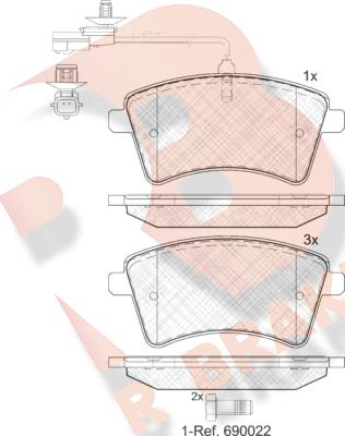 R Brake RB1854-203 - Kit de plaquettes de frein, frein à disque cwaw.fr