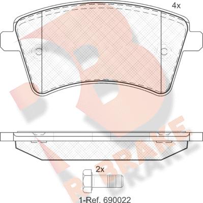 R Brake RB1854 - Kit de plaquettes de frein, frein à disque cwaw.fr