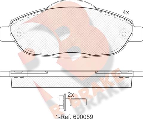 R Brake RB1851 - Kit de plaquettes de frein, frein à disque cwaw.fr