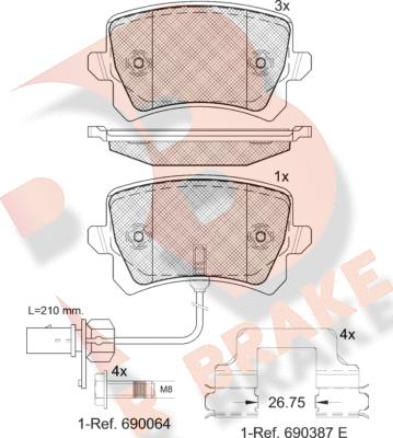 R Brake RB1857-203 - Kit de plaquettes de frein, frein à disque cwaw.fr