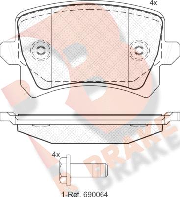 R Brake RB1857 - Kit de plaquettes de frein, frein à disque cwaw.fr