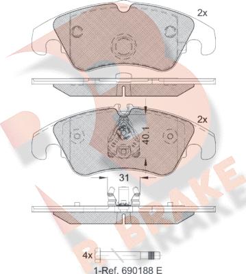 R Brake RB1862-203 - Kit de plaquettes de frein, frein à disque cwaw.fr