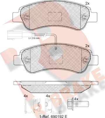 R Brake RB1804-203 - Kit de plaquettes de frein, frein à disque cwaw.fr