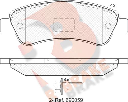 R Brake RB1804 - Kit de plaquettes de frein, frein à disque cwaw.fr