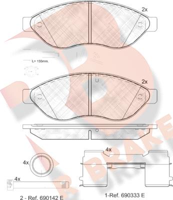 R Brake RB1803-203 - Kit de plaquettes de frein, frein à disque cwaw.fr