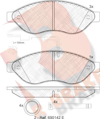 R Brake RB1803 - Kit de plaquettes de frein, frein à disque cwaw.fr