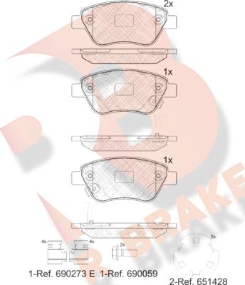 R Brake RB1810-203 - Kit de plaquettes de frein, frein à disque cwaw.fr