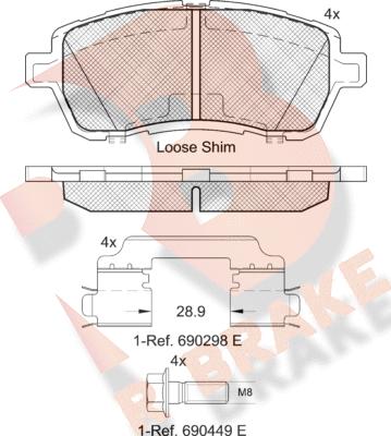 R Brake RB1881-204 - Kit de plaquettes de frein, frein à disque cwaw.fr