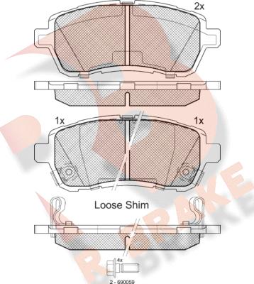 R Brake RB1881 - Kit de plaquettes de frein, frein à disque cwaw.fr