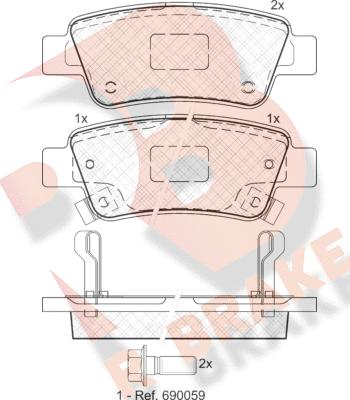 R Brake RB1888 - Kit de plaquettes de frein, frein à disque cwaw.fr