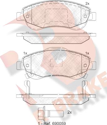 R Brake RB1887 - Kit de plaquettes de frein, frein à disque cwaw.fr