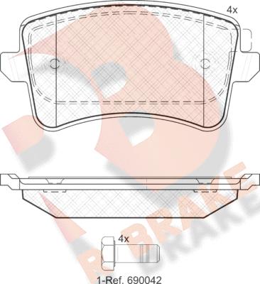 R Brake RB1835 - Kit de plaquettes de frein, frein à disque cwaw.fr