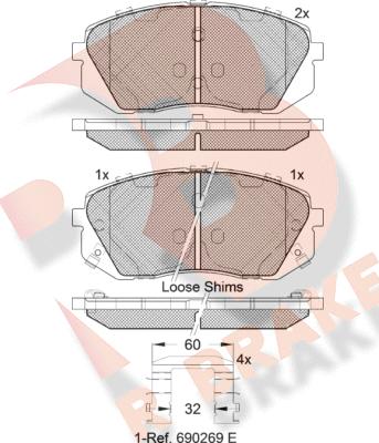 R Brake RB1826-201 - Kit de plaquettes de frein, frein à disque cwaw.fr