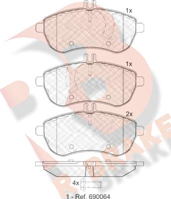 R Brake RB1821 - Kit de plaquettes de frein, frein à disque cwaw.fr