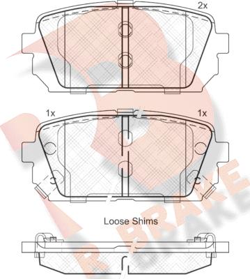 R Brake RB1827 - Kit de plaquettes de frein, frein à disque cwaw.fr