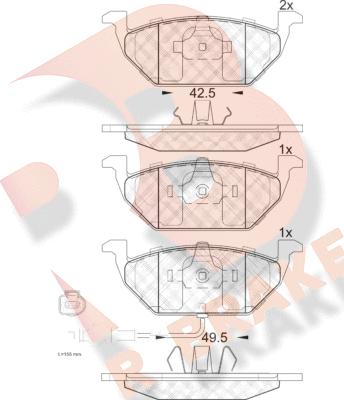 R Brake RB1349 - Kit de plaquettes de frein, frein à disque cwaw.fr