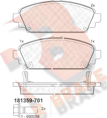 R Brake RB1359-701 - Kit de plaquettes de frein, frein à disque cwaw.fr