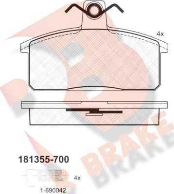 R Brake RB1355-700 - Kit de plaquettes de frein, frein à disque cwaw.fr