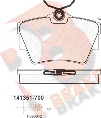 R Brake RB1351-700 - Kit de plaquettes de frein, frein à disque cwaw.fr