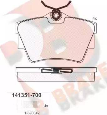 R Brake RB1351 - Kit de plaquettes de frein, frein à disque cwaw.fr