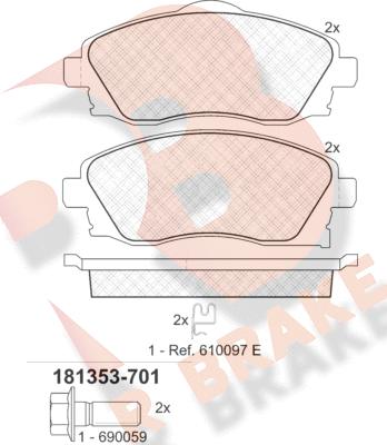 R Brake RB1353-701 - Kit de plaquettes de frein, frein à disque cwaw.fr