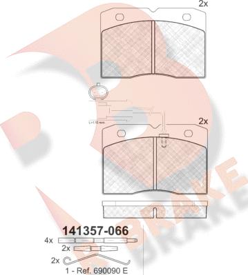 R Brake RB1357 - Kit de plaquettes de frein, frein à disque cwaw.fr