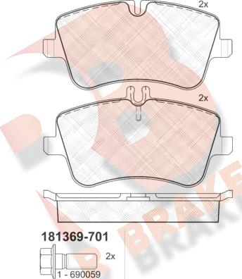 R Brake RB1369-701 - Kit de plaquettes de frein, frein à disque cwaw.fr