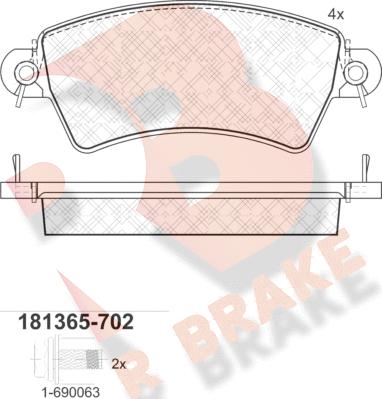 R Brake RB1365-702 - Kit de plaquettes de frein, frein à disque cwaw.fr