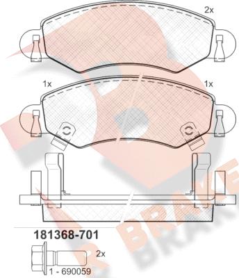 R Brake RB1368-701 - Kit de plaquettes de frein, frein à disque cwaw.fr