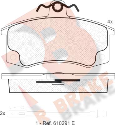 R Brake RB1308 - Kit de plaquettes de frein, frein à disque cwaw.fr