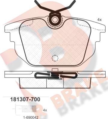 R Brake RB1307-700 - Kit de plaquettes de frein, frein à disque cwaw.fr