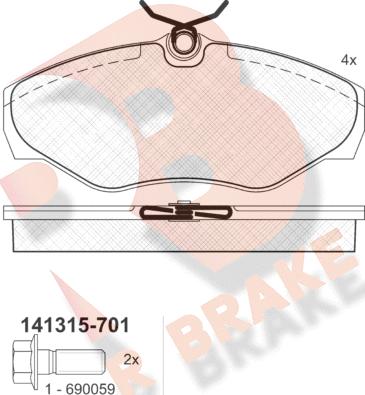 R Brake RB1315-701 - Kit de plaquettes de frein, frein à disque cwaw.fr